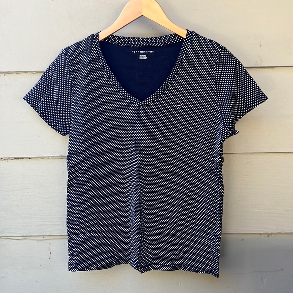 Tommy Hilfiger Tee, XL, black with white dots